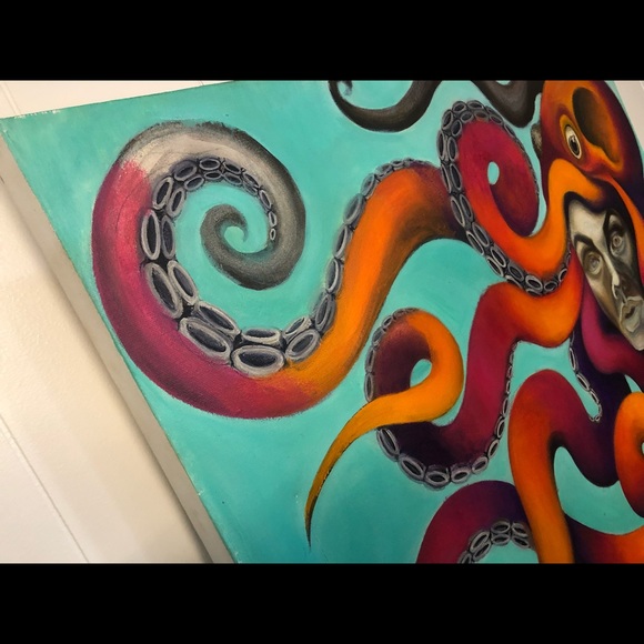 36”x36” Oil on Canvas Octopus Couture Original Art - Picture 3 of 12